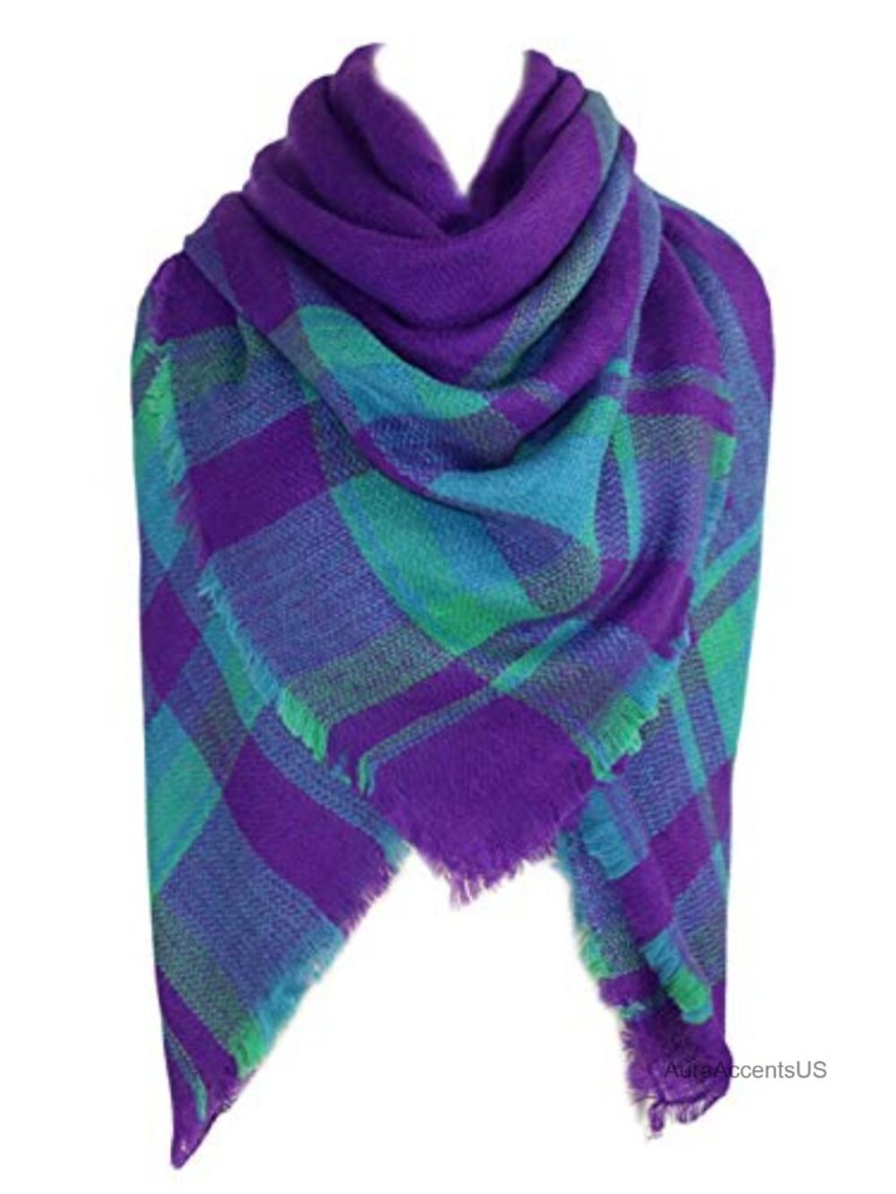 Oversized Plaid Tartan Shawl Wrap Scarf 100% Acrylic Soft Warm Cape Blanket